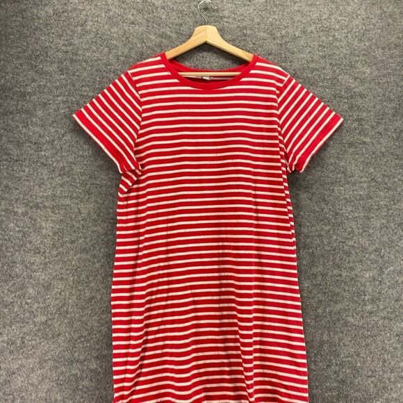 Sonoma T-Shirt Dress Women PXXL Petite Red Striped Short Crew Neck Short Sleeve - Picture 3 of 9